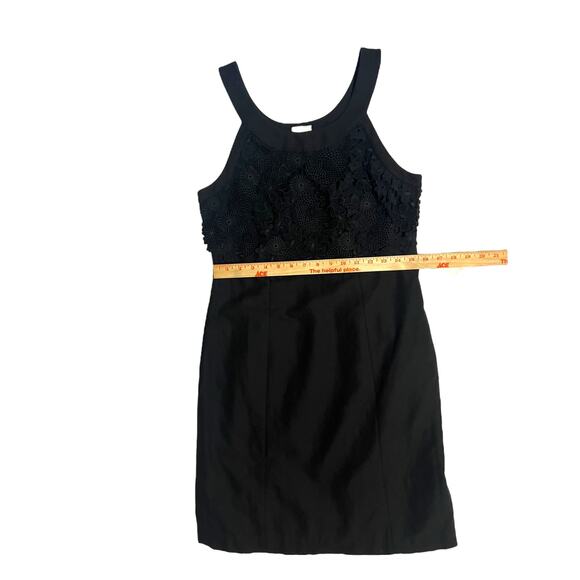 Anthropologie Postmark Mini Shift Dress Black Linen Floral Lace Tank Halter 10 - Picture 13 of 16